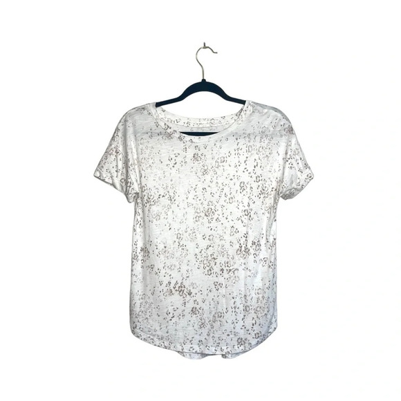 Maurices 24/7 White & Light Brown Animal Print Drop Shoulder Tee Small Women’s - Picture 1 of 9